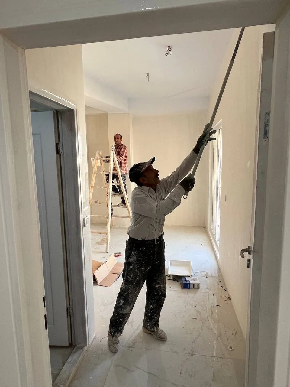 Finishing work inside the Lotus building