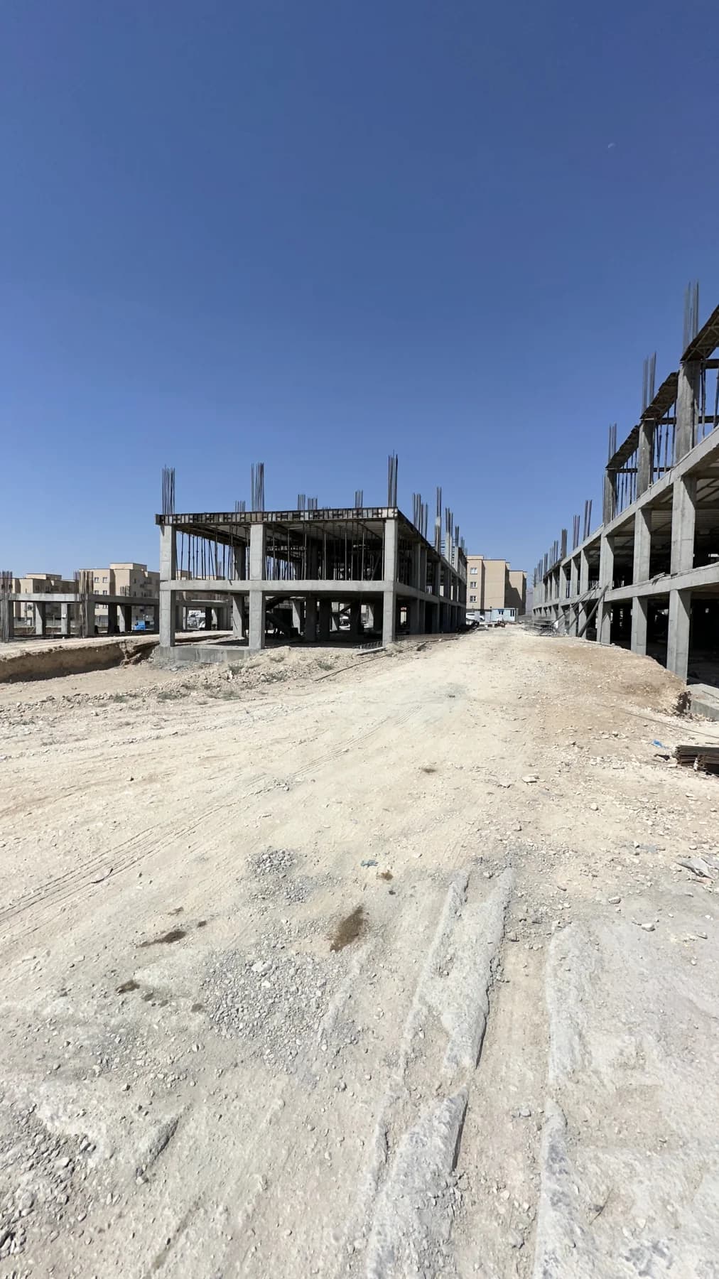 Construction route between concrete frames at Simorgh